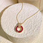Mozambique Pigeon Blood Ruby Convertible Donut Diamond Necklace D1.09ct d0.12ct 18K Gold